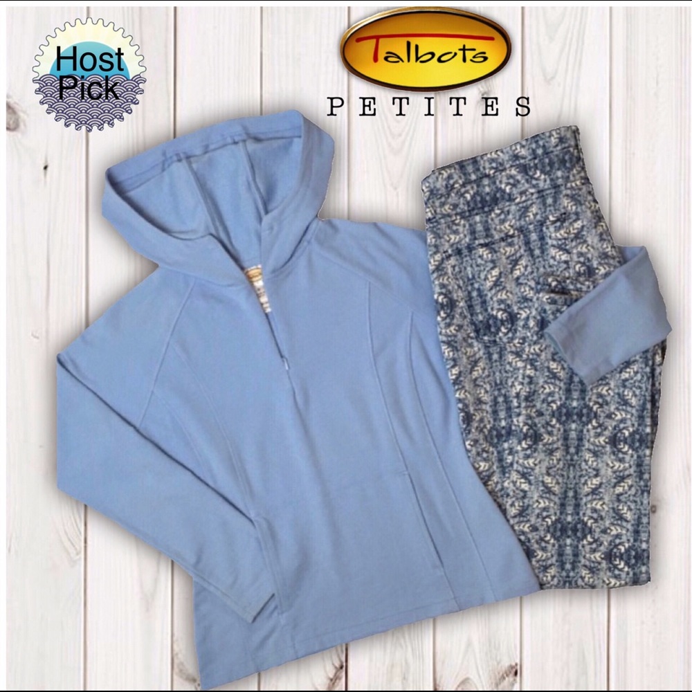 Talbots Petite P or XS Light Blue Hoodie Like New